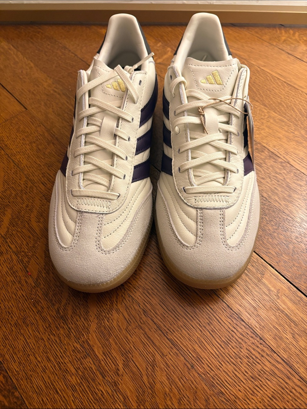adidas Samba Retro Sneakers in Cream with Navy Stripes